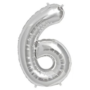 Globo Metalizado Plata Numero 6 «LC» 40CM
