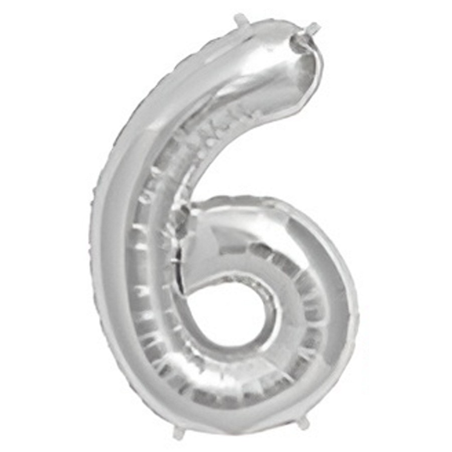 Globo Metalizado Plata Numero 6 "LC" 40CM