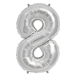 Globo Metalizado Plata Numero 8 «LC» 40CM
