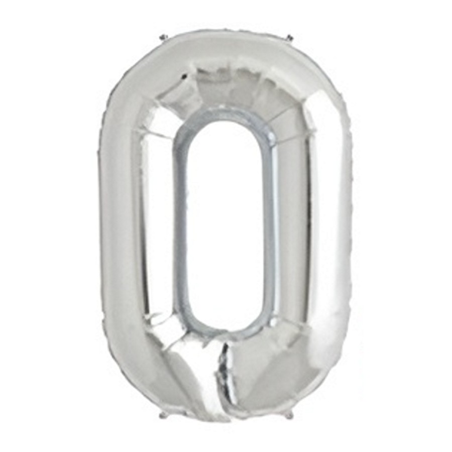 Globo Metalizado Plata Numero 0 "LC" 40CM