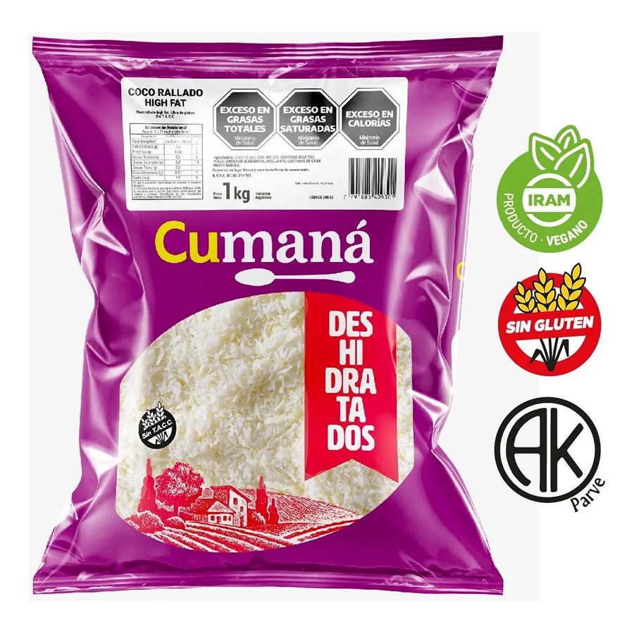 Coco Rallado Premium High Fat Sin TACC "Cumana" x 1kg