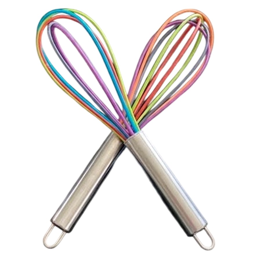 Batidor de Silicona Mango Metalico Multicolores "LC" 20cm