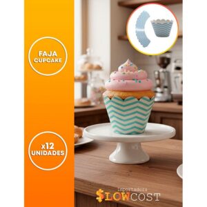 Faja p/Cupcake Zigzag Celeste «LC» x 12un.