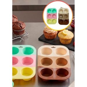 Molde Silicona Acanalado 6 Cupcakes Tricolor «LC»