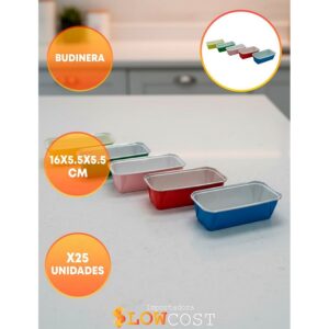 Molde Budin Descartable Colores Surtidos «LC» 25un. x 16×5.5×5.5cm