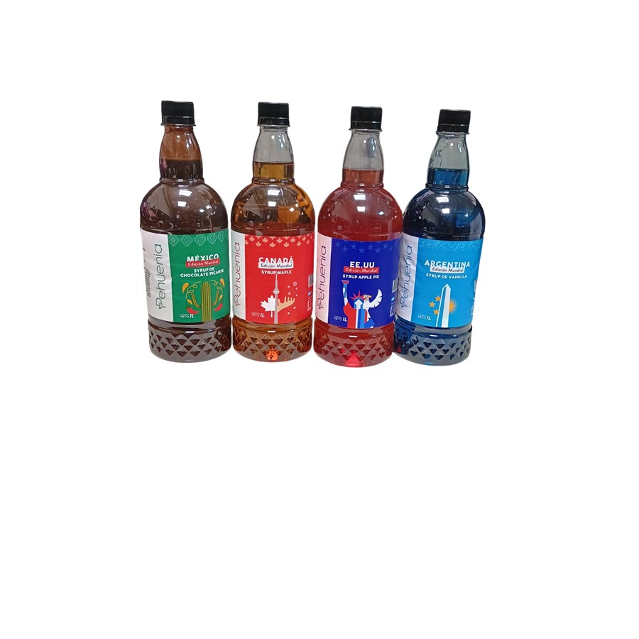 Caja Syrup Mundial Mix "Pehuenia" 4un. x 1L(+ 4 dosificadores)