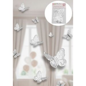 Adorno Mariposas Laser Plata x 6 unidades «LC»