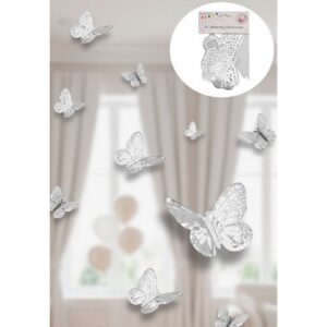 Adorno Mariposas Laser Plata x 12 unidades «LC»