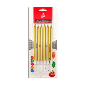 Vela Metalizada con Portavela Dorada «LC» 6un. 13cm x 50mm