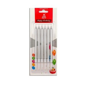 Vela Metalizada con Portavela Plateada «LC» 6un. 13cm x 50mm