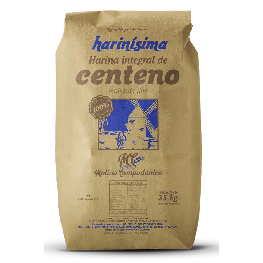 Harina Integral Centeno "Campodonico" x25 kg