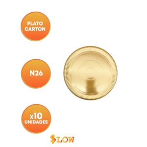 Plato Carton Reforzado Laminado Dorado Nº 26 x 10 un. «LC»