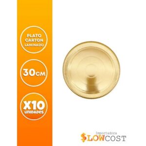 Plato Carton Reforzado Laminado Dorado Nº 30 x 10 un. «LC»