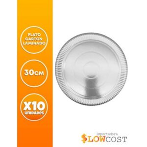 Plato Carton Reforzado Laminado Plata Nº 30 x 10 un. «LC»