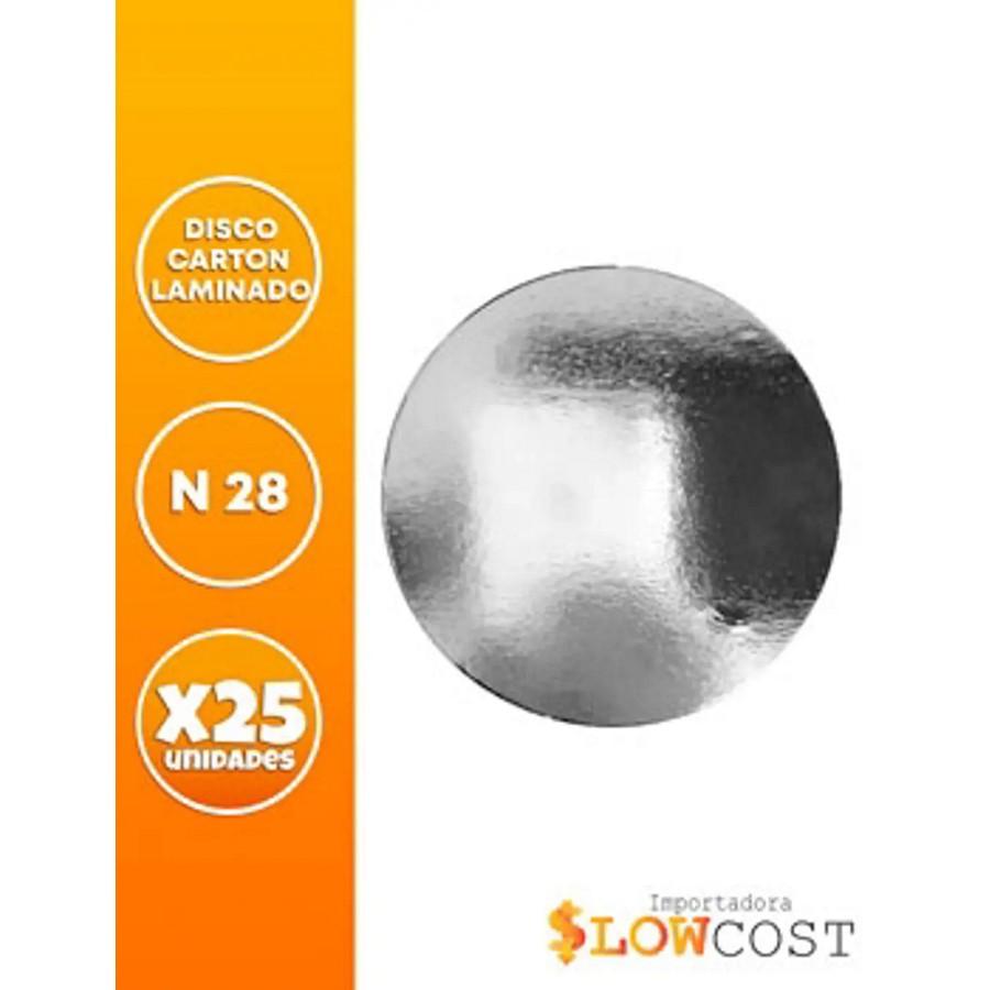 Disco Carton Laminado N°28 x 25 unidades Plata "LC"