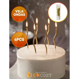 Vela Ondulada Manchas c/Portavela Dorada «LC» x 6un.