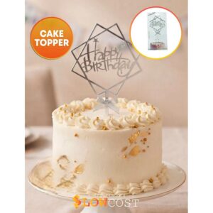 Cake Topper Happy Birthday Hexagonal Plata «LC»