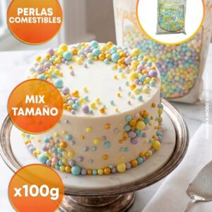 Sprinkles Perlas Comestibles Multicolor Pastel Mix de Tama?os «LC» x100g