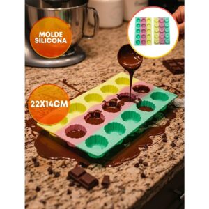 Molde Silicona Tricolor Dona acanalada x15 cavidades «LC» 22x14cm