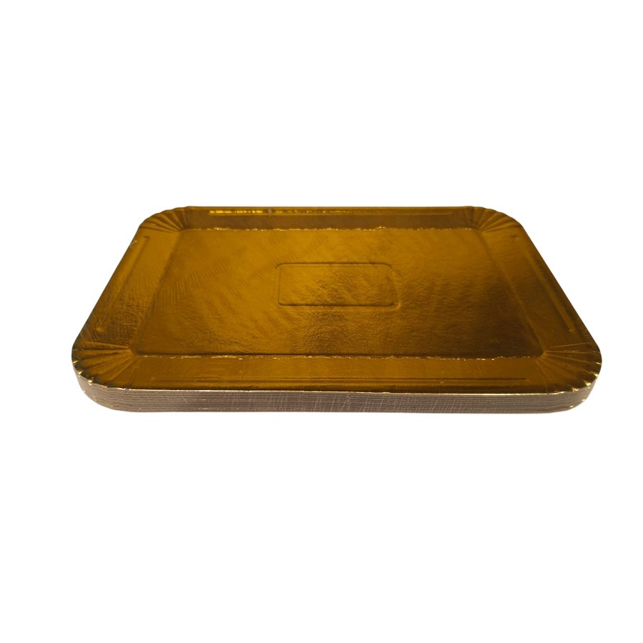 Bandeja Carton Reforzado Laminada Dorada "LC" 18x26cm x 10un.