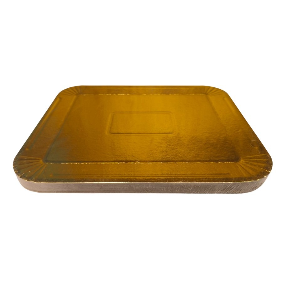 Bandeja Carton Reforzado Laminada Dorada "LC" 23x28cm x 10un.