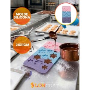 Molde Silicona Navideño 14 Copos de Nieve «LC» 21x11cm